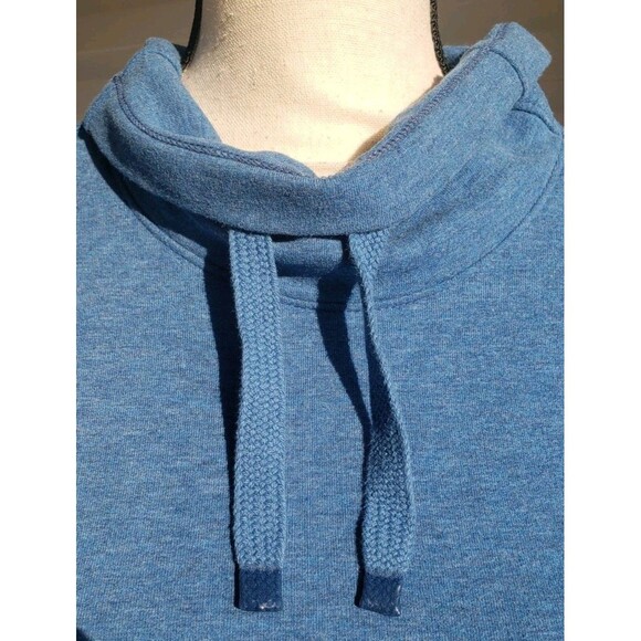 L.L. Bean Women's S Cozy Mixed-Knit Pullover Sweatshirt Blue Kang Pkt Thumb Cuff - Picture 2 of 13